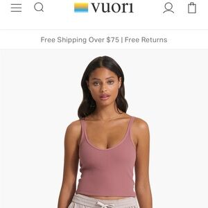 Vuori Women's Ribbed Tank Crop Top in Mauve Pink